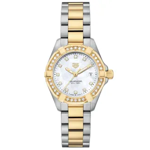 TAG Heuer Aquaracer Date 27mm MOP Dial 18ct Gold Plated Steel Ladies Quartz Watch WBD1423.BB0321