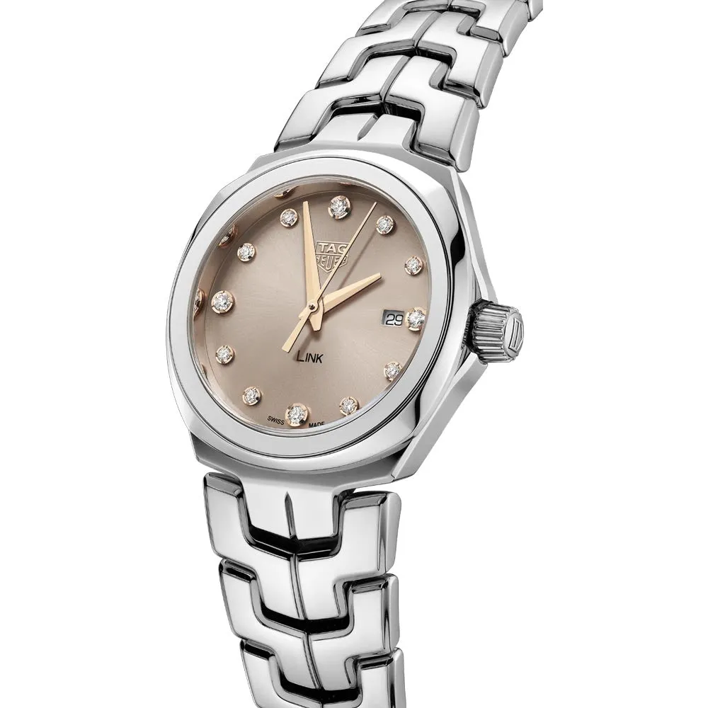 TAG Heuer Link 32mm Beige Dial Diamond Quartz Ladies Watch WBC131E.BA0649