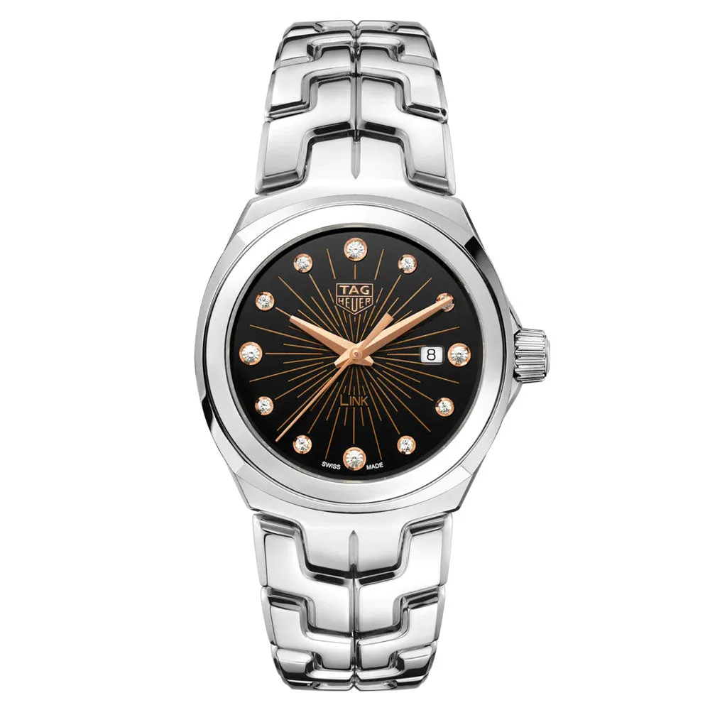 TAG Heuer Link 32mm Black Dial Diamond Quartz Ladies Watch WBC131F.BA0649