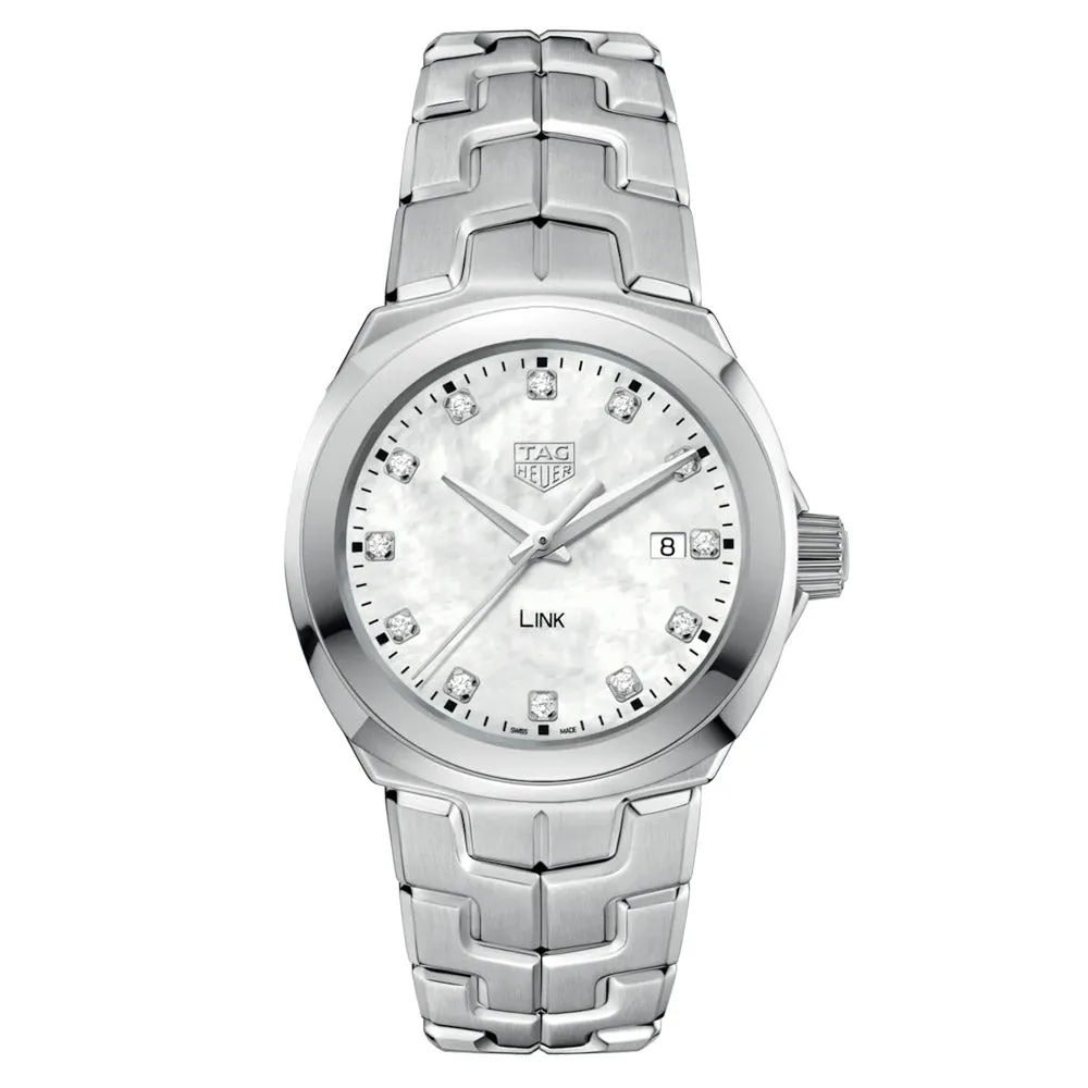 TAG Heuer Link 32mm MOP Diamond Dot Dial Ladies Quartz Watch WBC1312.BA0600