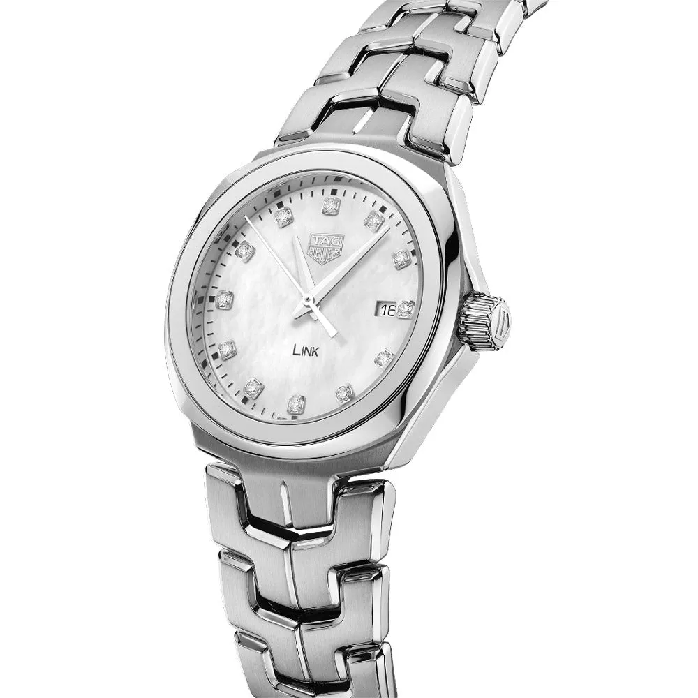 TAG Heuer Link 32mm MOP Diamond Dot Dial Ladies Quartz Watch WBC1312.BA0600