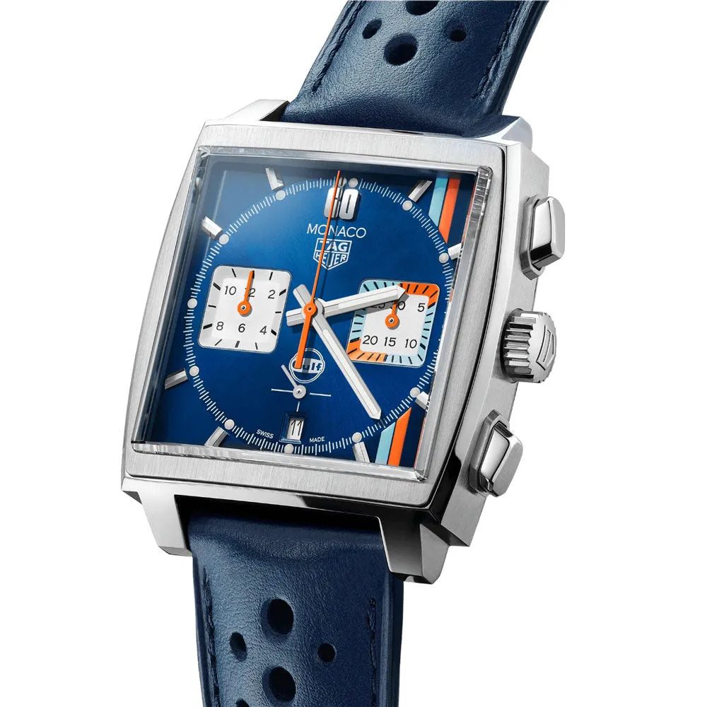 TAG Heuer Monaco X Gulf Special Edition 39mm Automatic Chronograph Watch CBL2115.FC6494