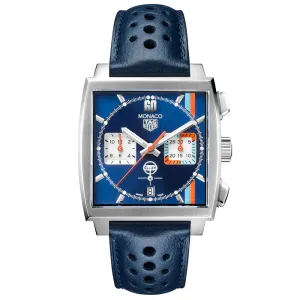 TAG Heuer Monaco X Gulf Special Edition 39mm Automatic Chronograph Watch CBL2115.FC6494