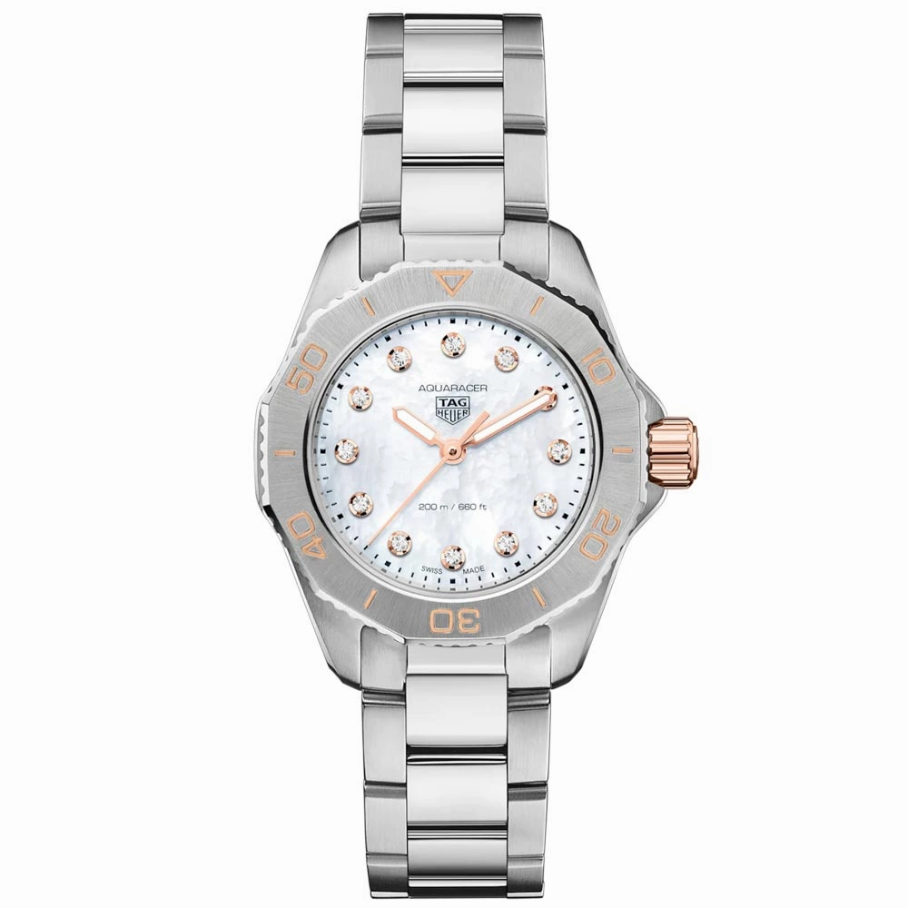 TAG Heuer Aquaracer Professional 200 30mm MOP Dial Diamond Quartz Ladies Watch WBP1450.BA0622