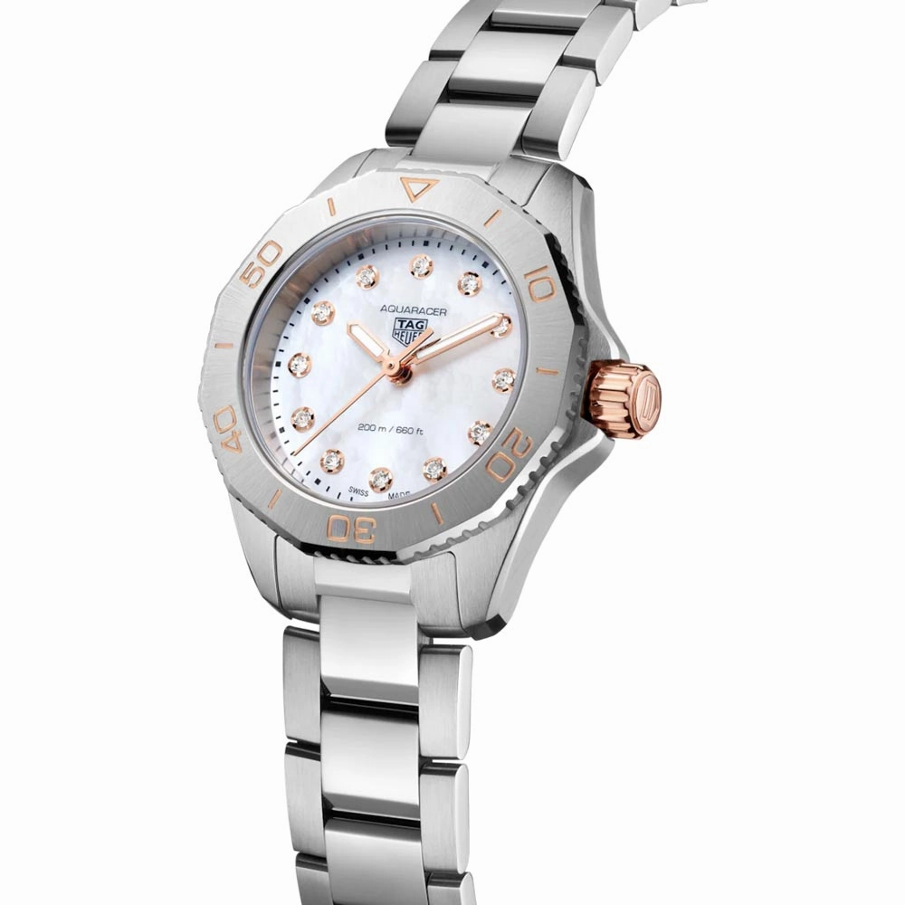 TAG Heuer Aquaracer Professional 200 30mm MOP Dial Diamond Quartz Ladies Watch WBP1450.BA0622
