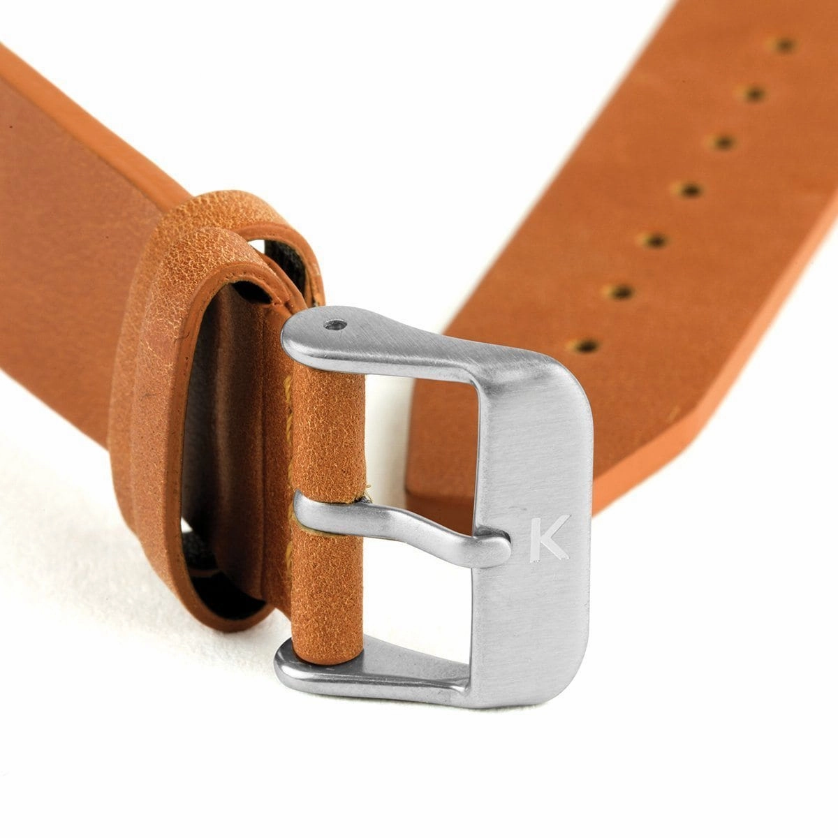Tan Flat Leather Watch Strap - 20mm Width