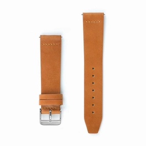 Tan Flat Leather Watch Strap - 20mm Width