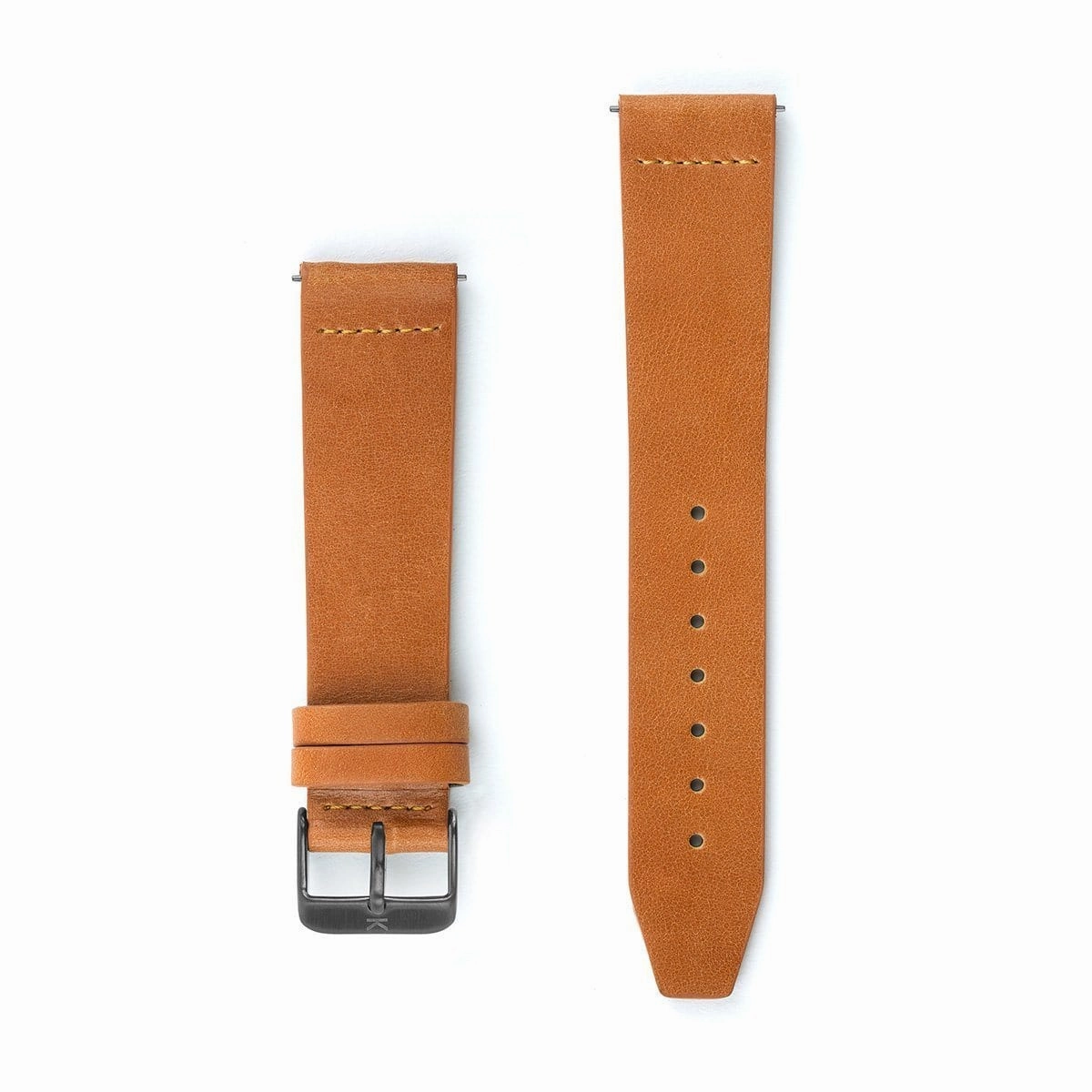 Tan Flat Leather Watch Strap - 20mm Width