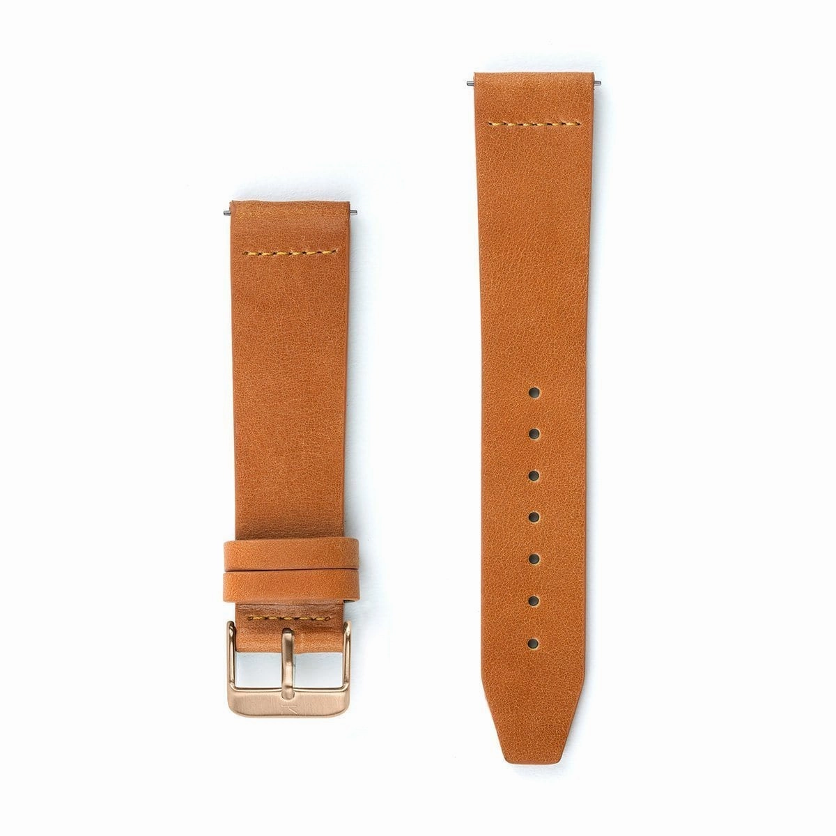 Tan Flat Leather Watch Strap - 20mm Width