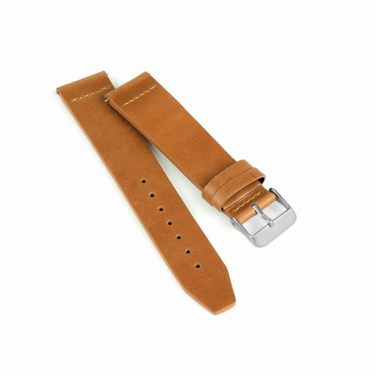 Tan Flat Leather Watch Strap - 20mm Width
