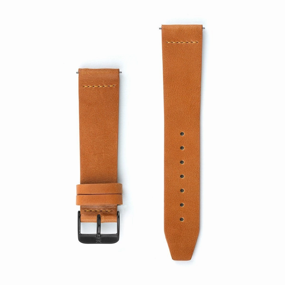 Tan Flat Leather Watch Strap - 20mm Width