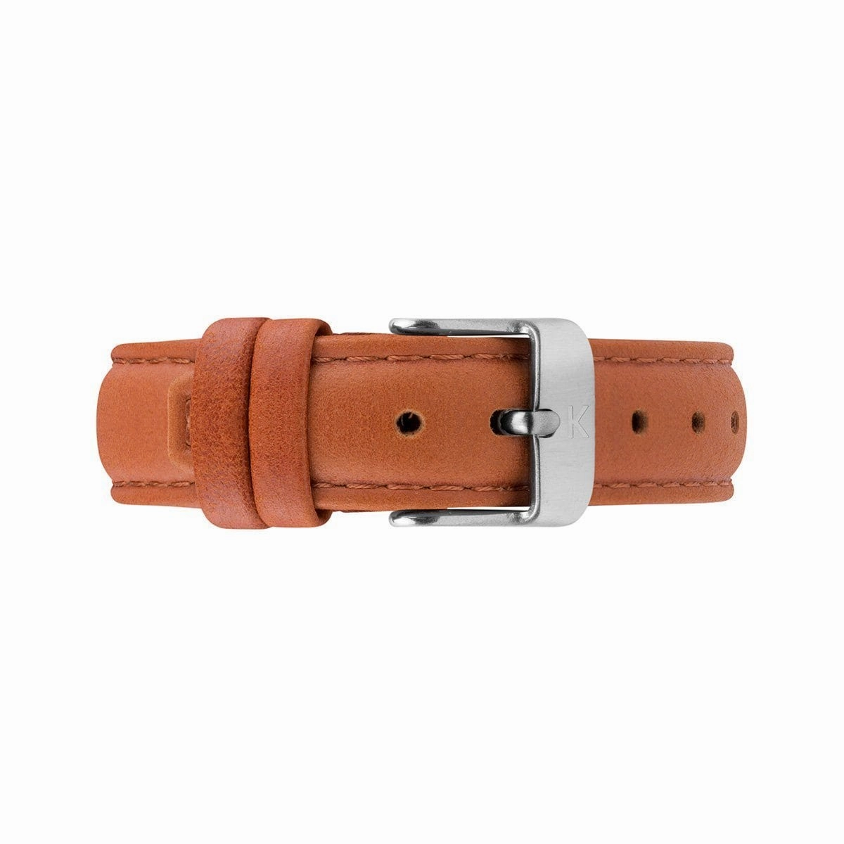 Tangerine Orange Stitched Leather Strap - 16mm Width
