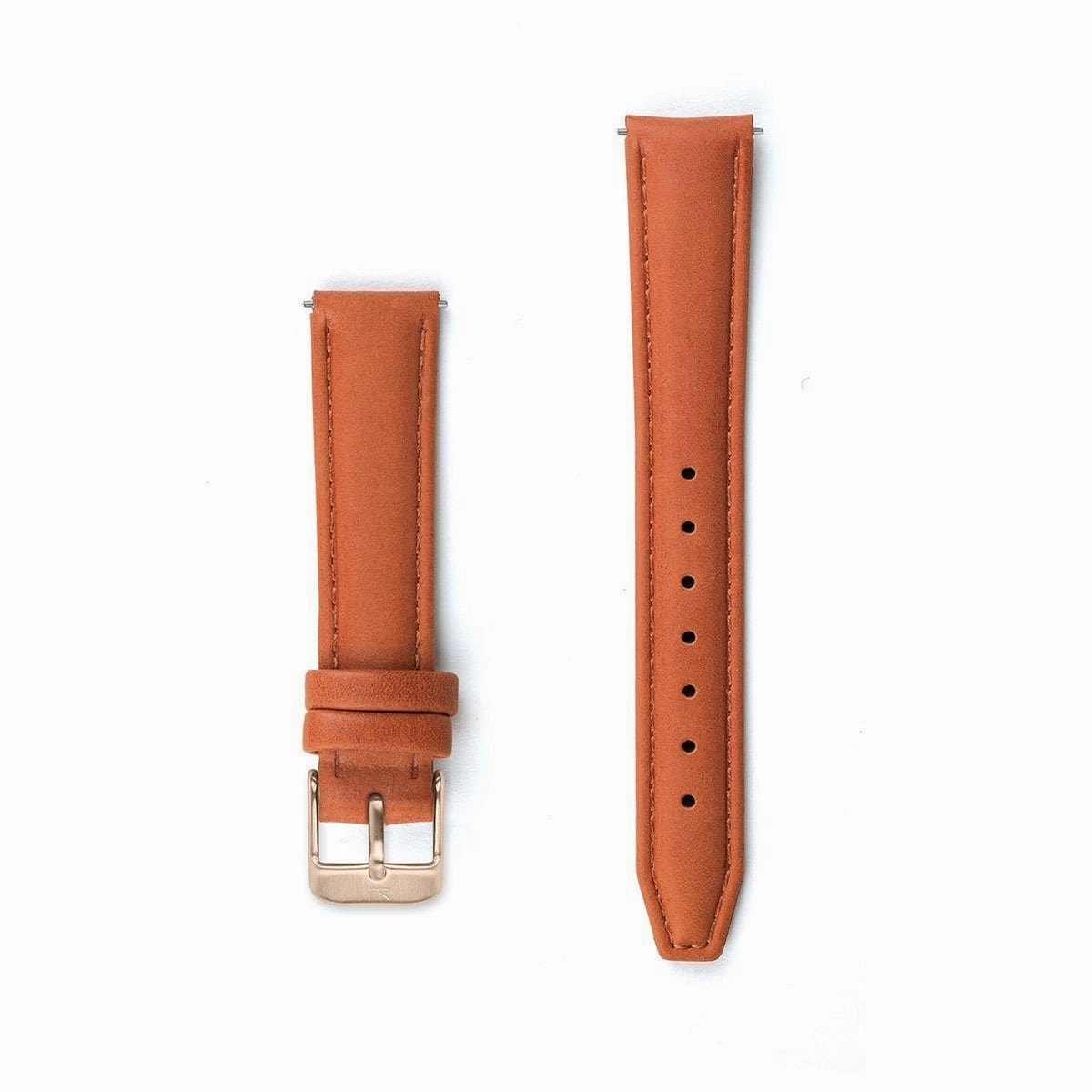 Tangerine Orange Stitched Leather Strap - 16mm Width