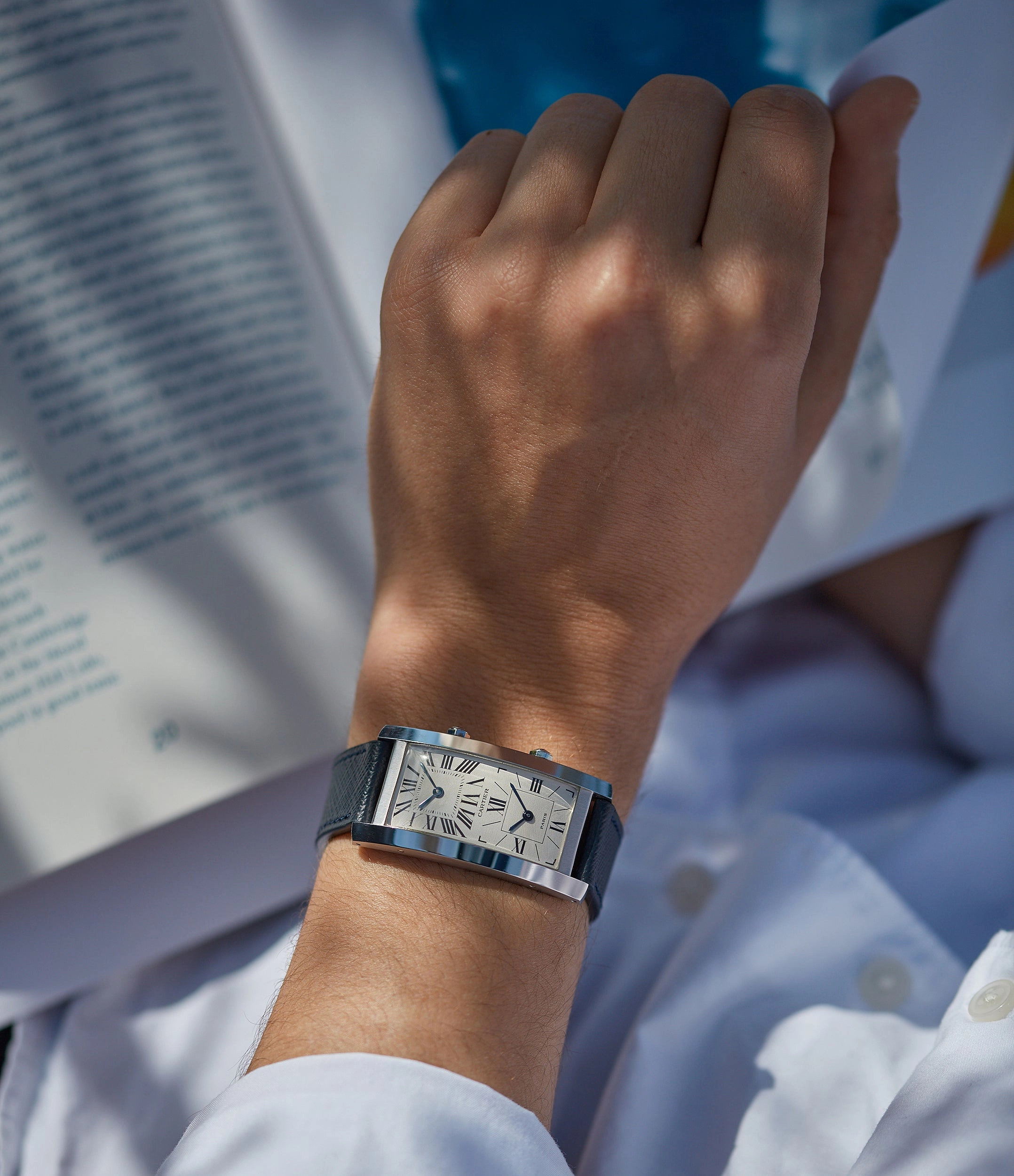 Tank Cintre | Dual-Time | White Gold