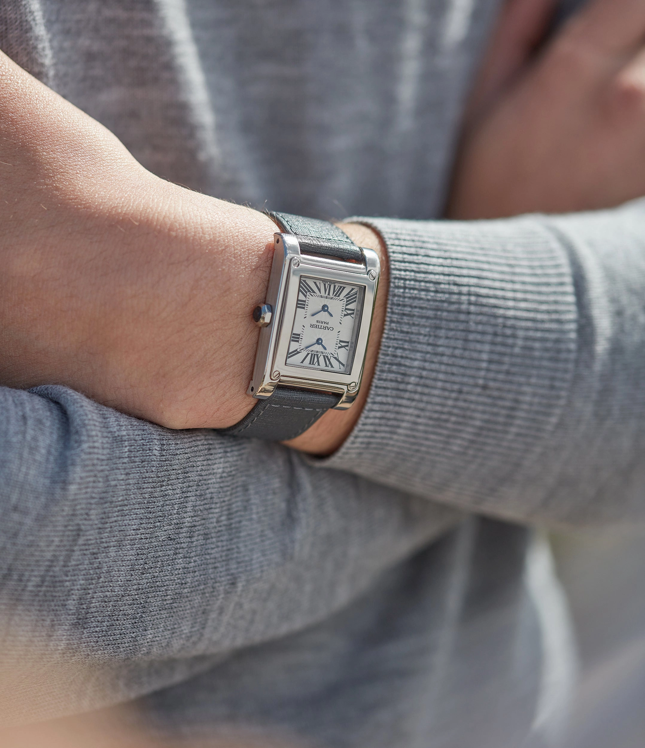 Tank  Vis | Dual-Time | White Gold