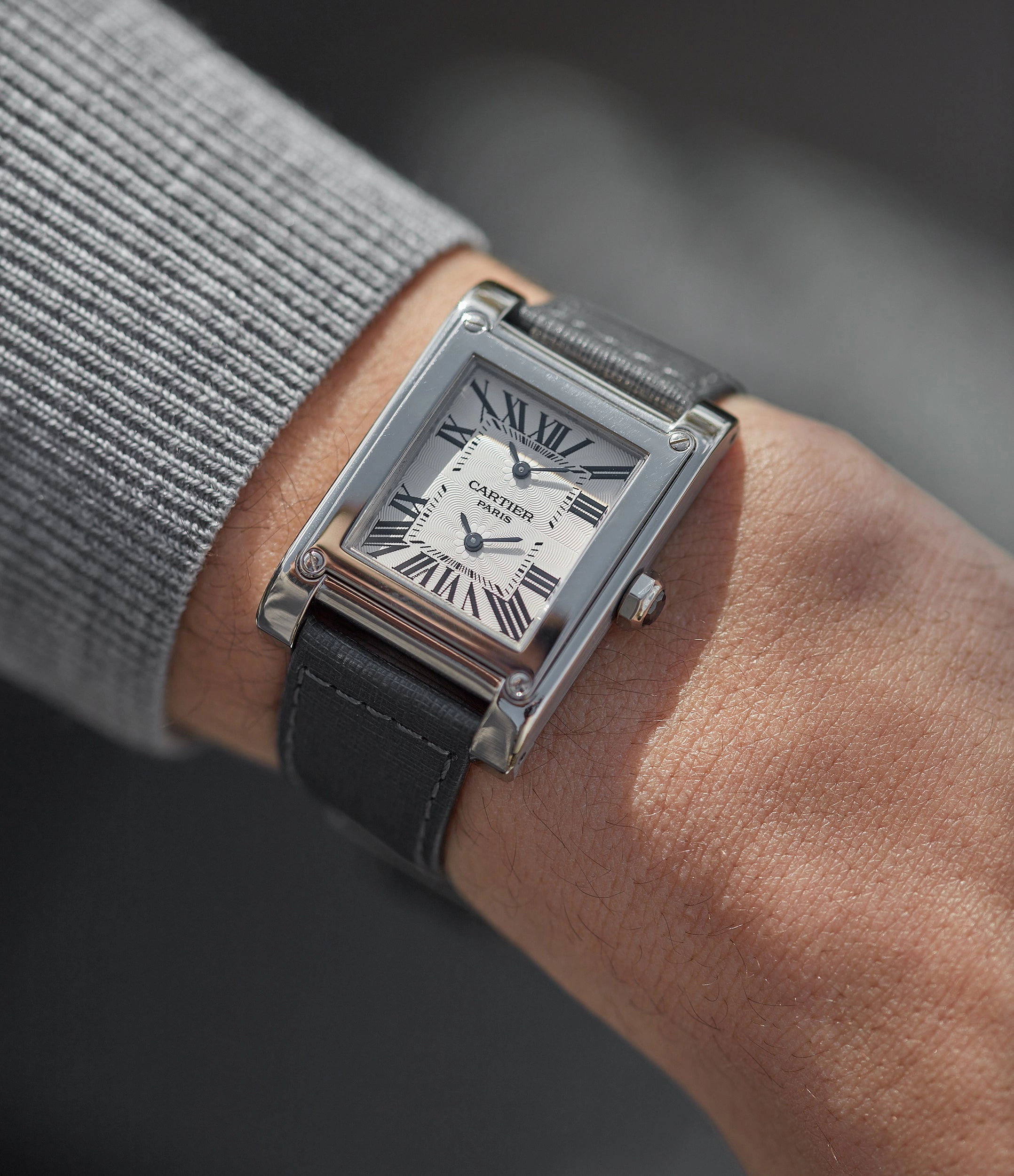 Tank  Vis | Dual-Time | White Gold