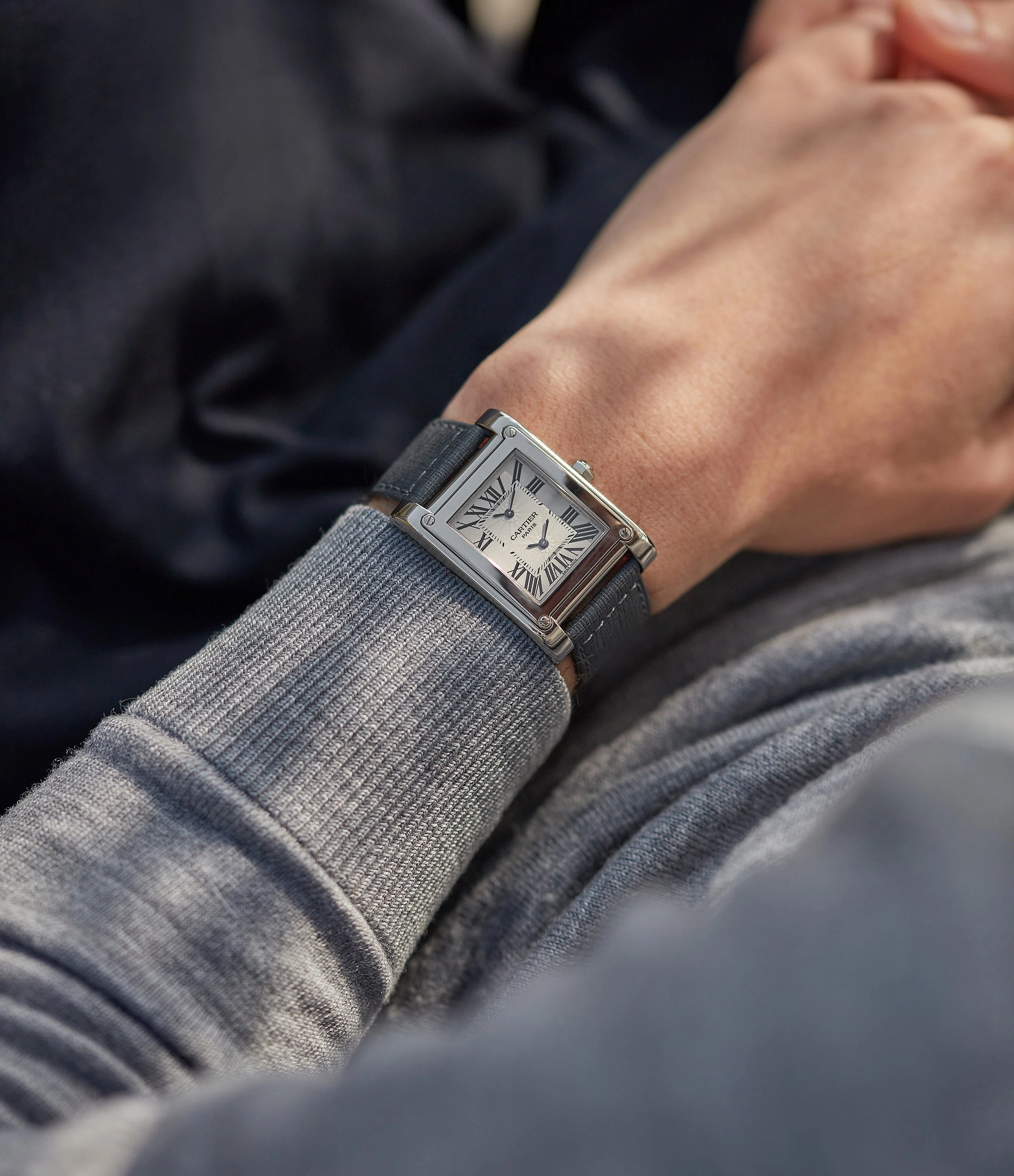 Tank  Vis | Dual-Time | White Gold
