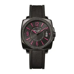Thomas Sabo Square Rebel Black & Neon Pink Silicone Watch WA0105-208-203