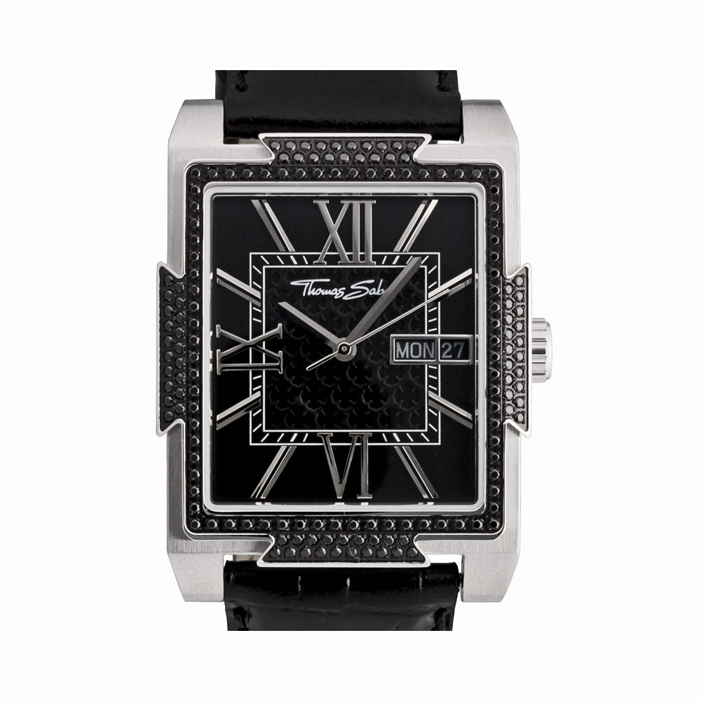 Thomas Sabo Rebel Rectangle Day Date Leather WA0038-203-203-34