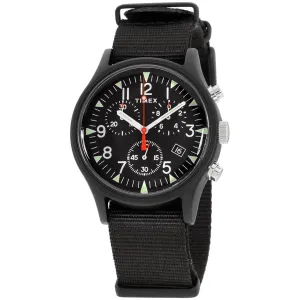 Timex Men's Chronograph Watch - MK1 Black Dial Black Nylon Strap | TW2R67700VQ