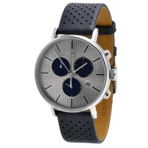 Timex Men's Watch - Fairfield Supernova Quartz Silver Dial Leather Strap | TW2R97700