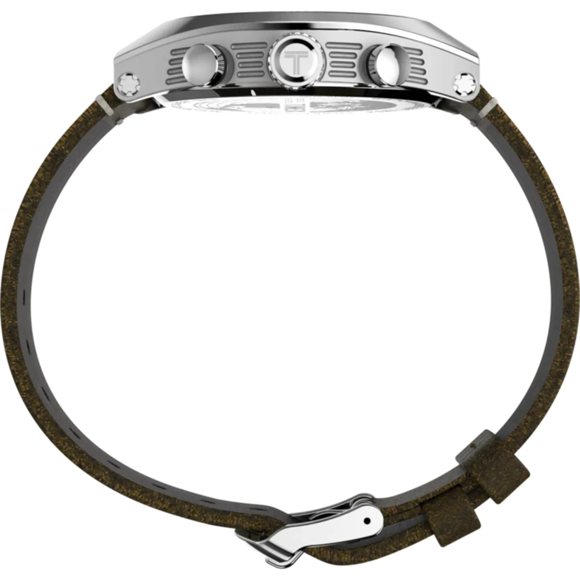 Timex Men's Watch - Legacy Chrono Silver and Black Dial Leather Strap | TW2W50100