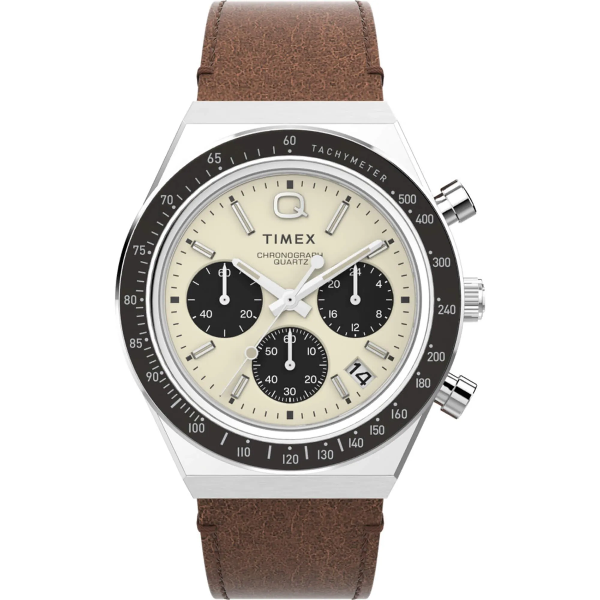 Timex Men's Watch - Q Chronograph Rotating Bezel Cream and Black Dial | TW2V42800
