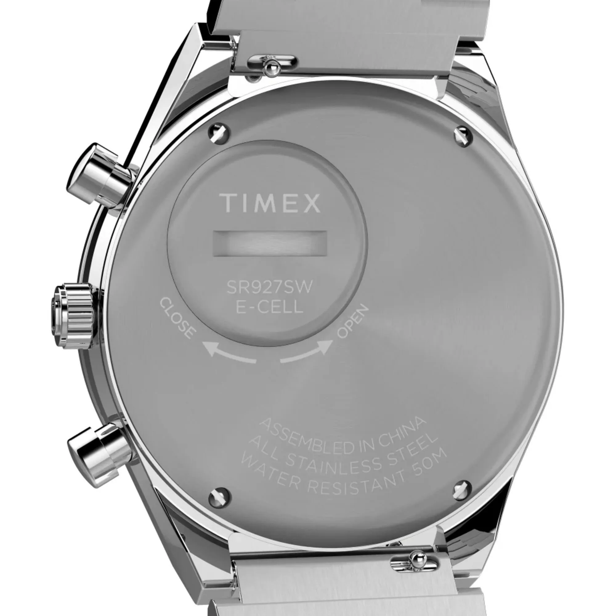 Timex Men's Watch - Q Timex Chrono Blue and White Dial Silver Bracelet | TW2W51600