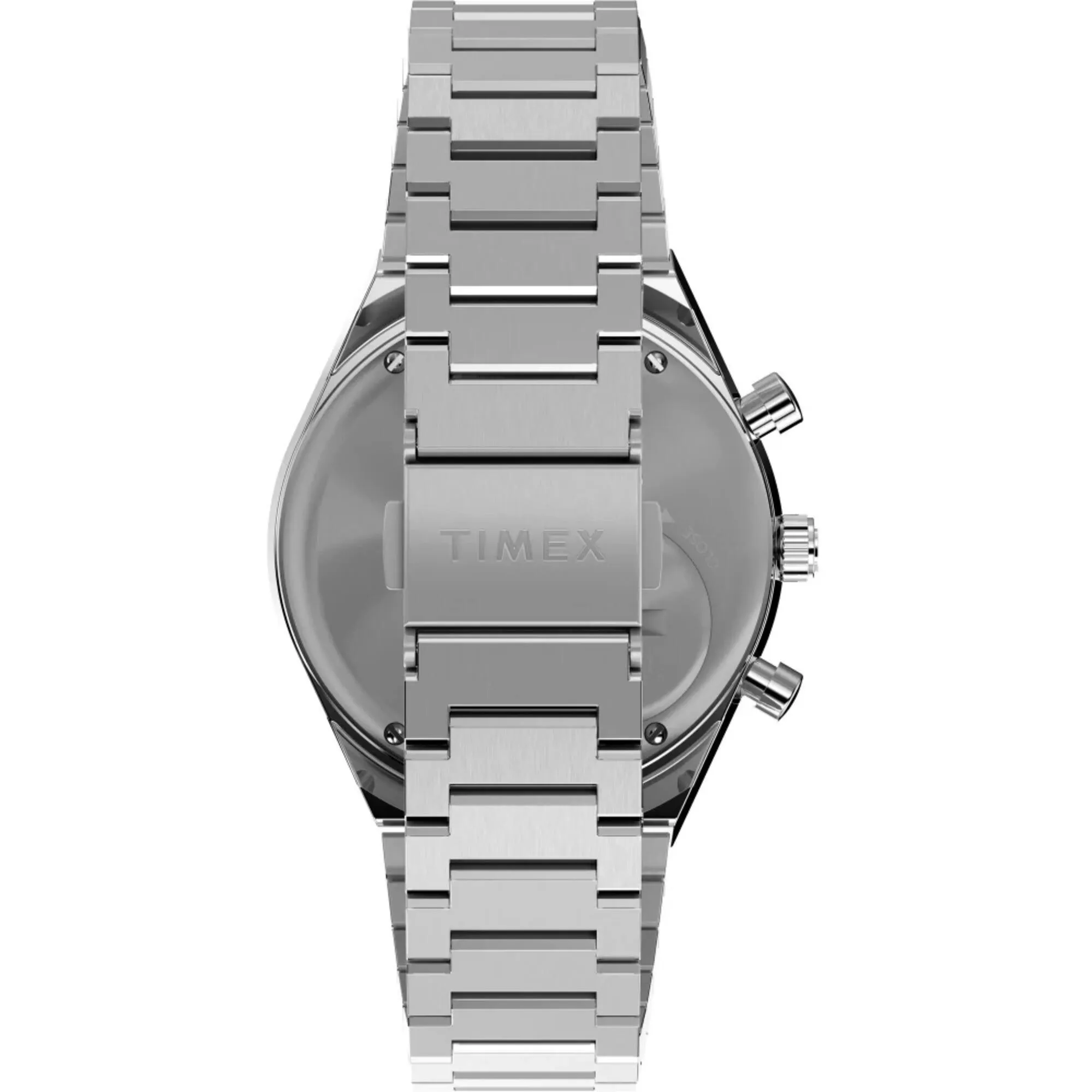 Timex Men's Watch - Q Timex Chrono Blue and White Dial Silver Bracelet | TW2W51600
