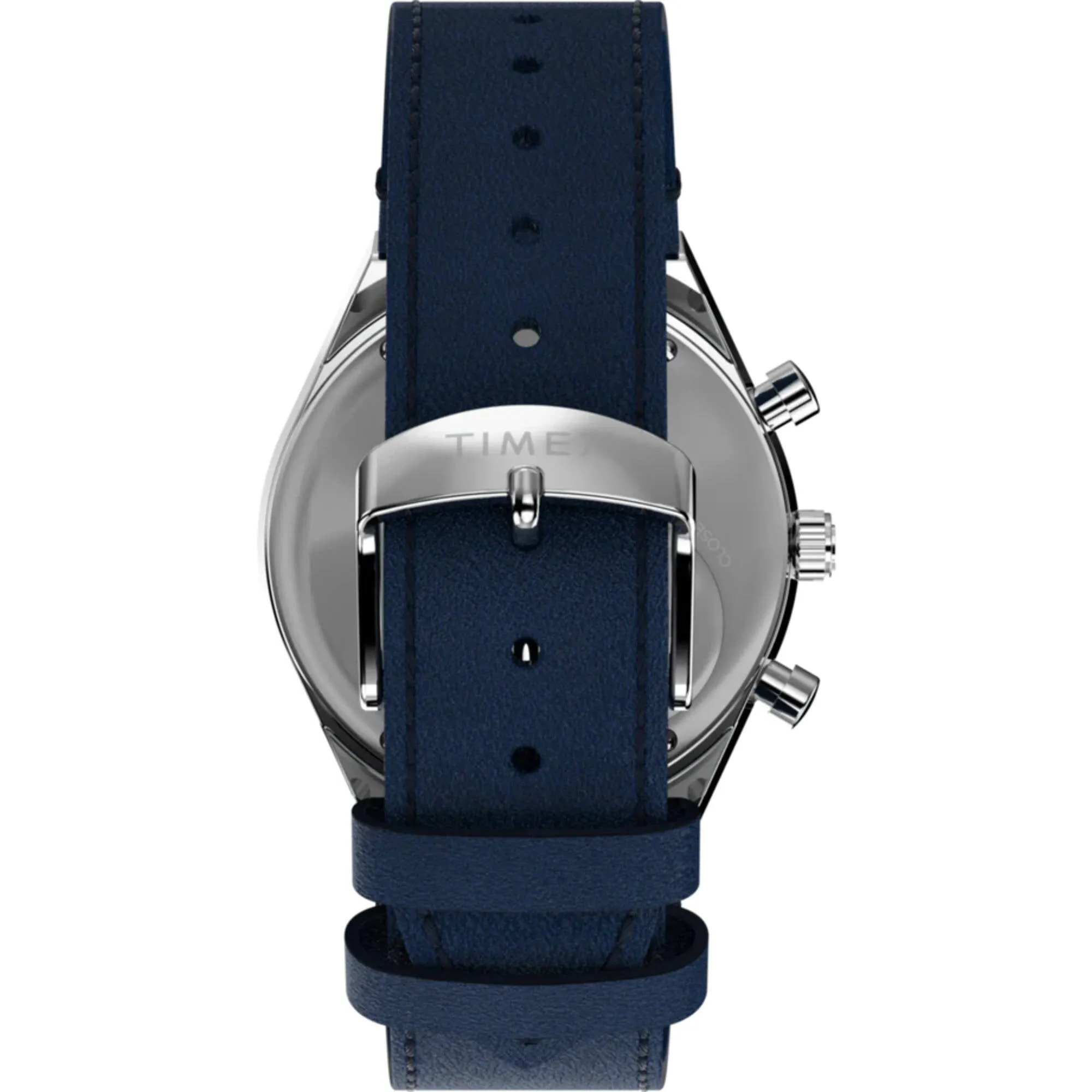 Timex Men's Watch - Q Timex Chronograph Blue and White Dial Leather Strap | TW2W51700