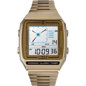 Timex Men's Watch - Q Timex Reissue White Dial Yellow Gold Bracelet | TW2U72500ZV