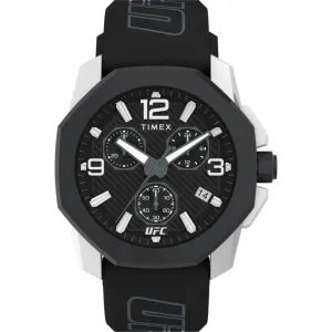 Timex Men's Watch - UFC Icon Quartz Chronograph Black Dial Silicone Strap | TW2V58600