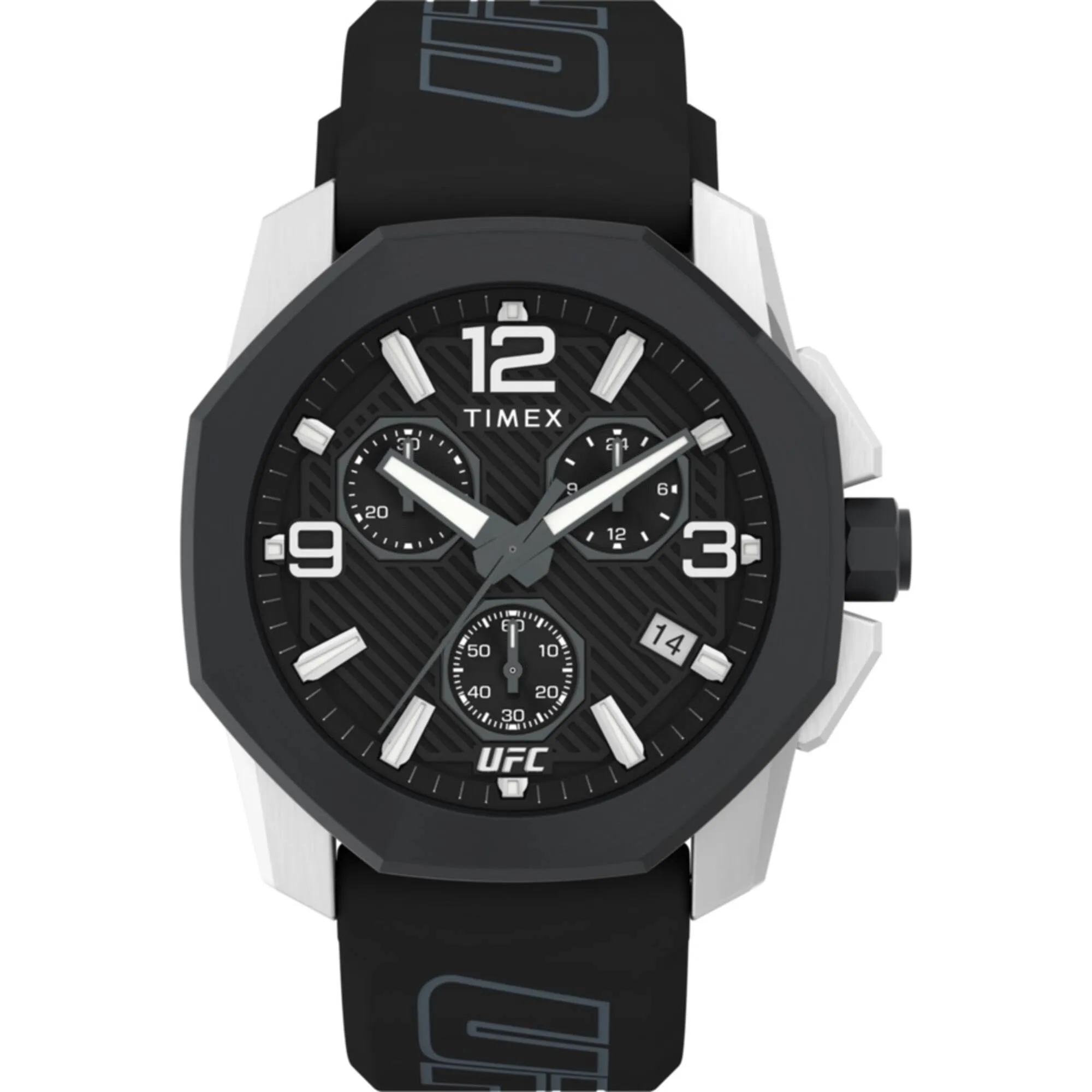Timex Men's Watch - UFC Icon Quartz Chronograph Black Dial Silicone Strap | TW2V58600