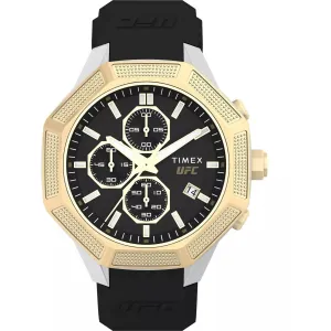 Timex Men's Watch - UFC King Chrono Gold Tone Bezel Black Dial Strap | TW2V87300