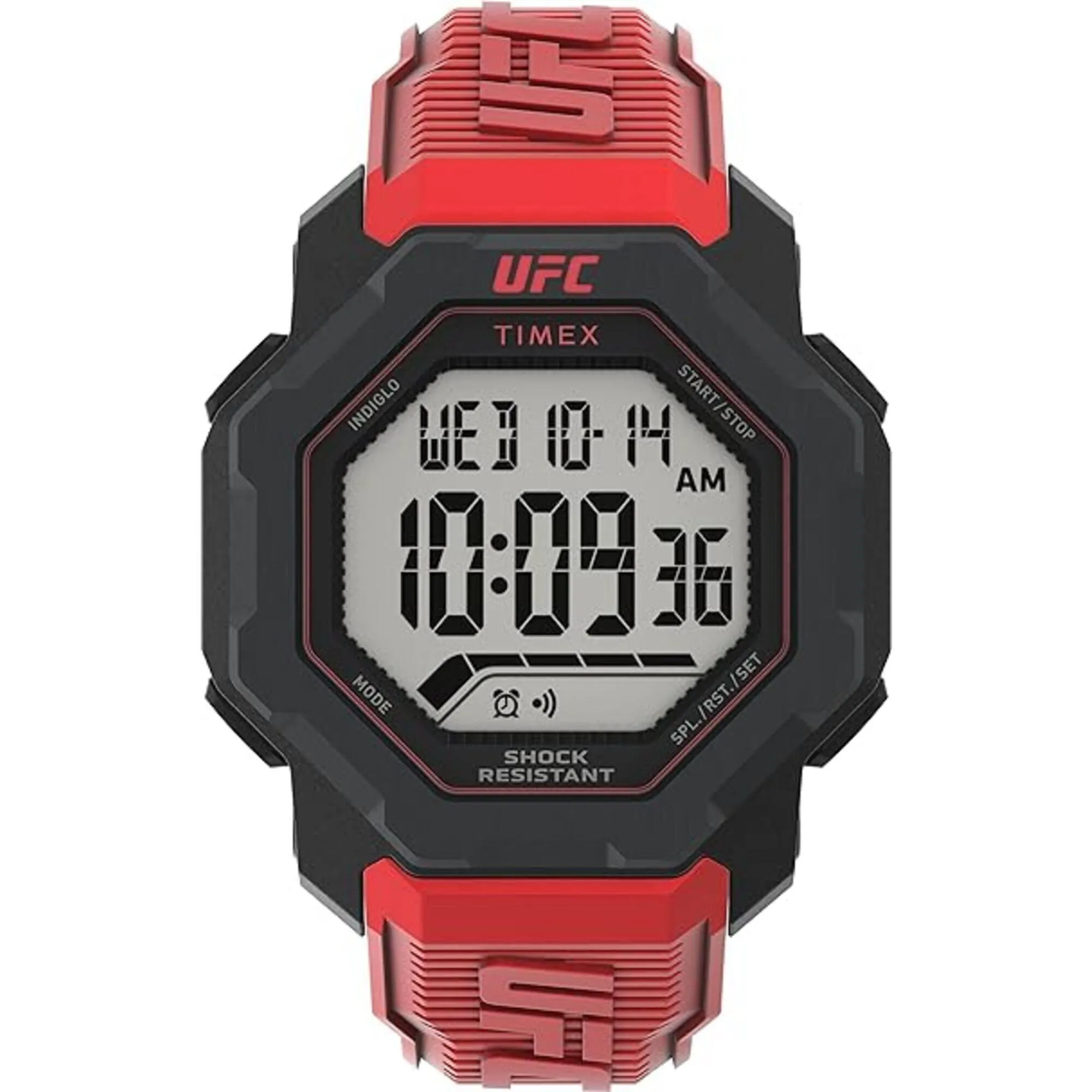 Timex Men's Watch - UFC Knockout Chrono Grey Digital Dial Red Resin Strap | TW2V88200