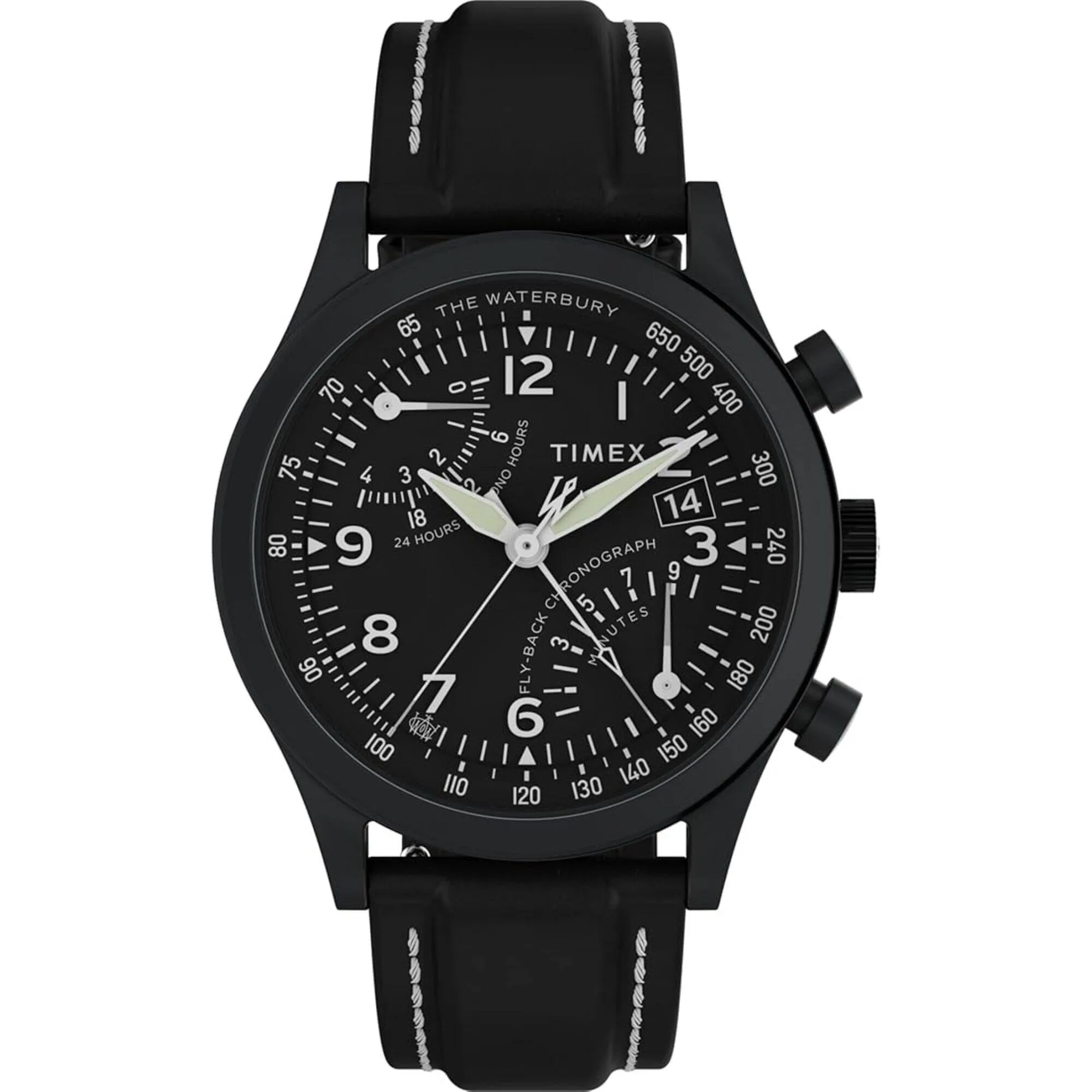 Timex Men's Watch - Waterbury Traditional Fly Back Chrono Black Strap | TW2W48000VQ