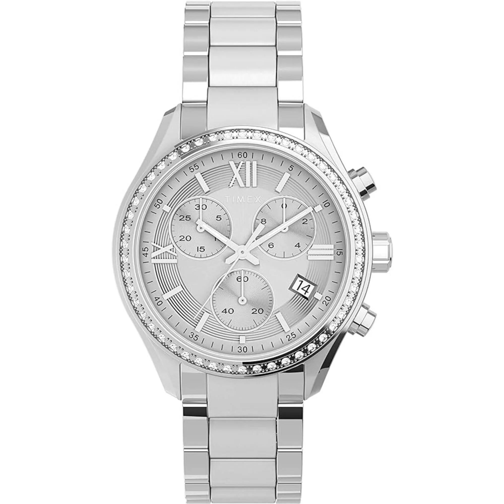 Timex Women's Watch - Chronograph Silver Dial Stainless Steel Bracelet | TW2V57600
