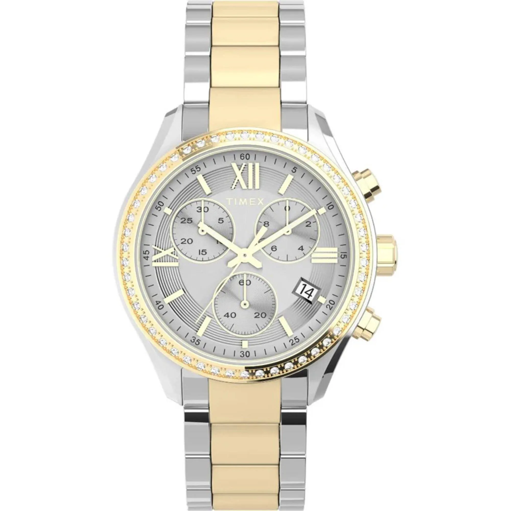 Timex Women's Watch - Chronograph Silver Dial Two Tone Steel Bracelet | TW2V57700