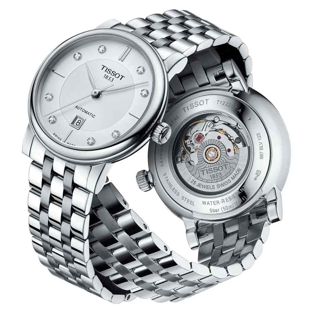 Tissot Carson Premium Lady 30mm Silver Dial Diamond Automatic Watch T1222071103600