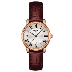 Tissot Carson Premium Lady 30mm Silver Dial Rose Gold PVD Steel Quartz Watch T1222103603300