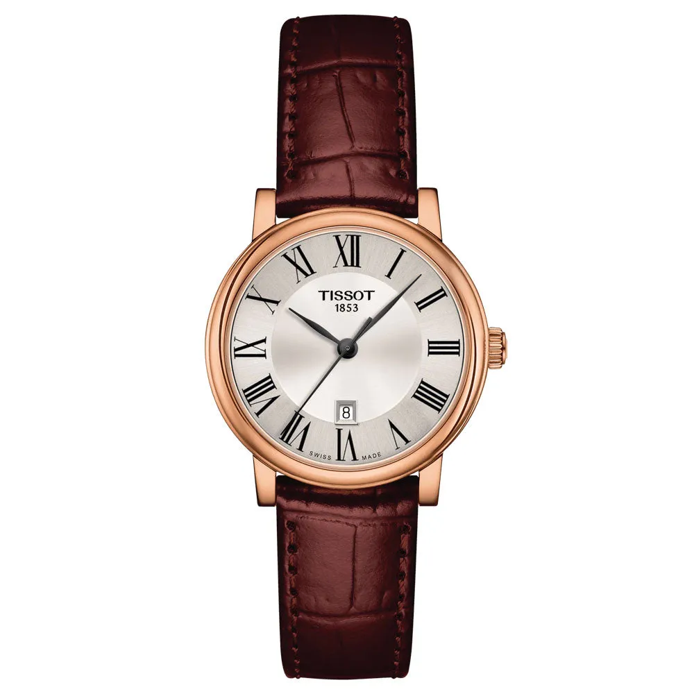 Tissot Carson Premium Lady 30mm Silver Dial Rose Gold PVD Steel Quartz Watch T1222103603300
