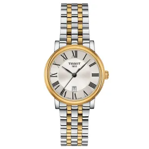 Tissot Carson Premium Lady 30mm Silver Dial Yellow Gold PVD Steel Quartz Watch T1222102203300