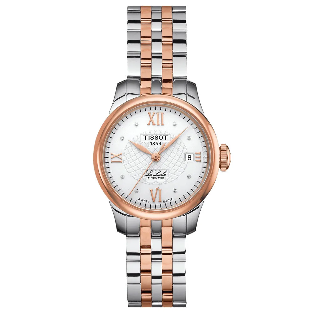 Tissot Le Locle Automatic Lady 25.30mm Silver Dial Diamond Rose Gold PVD Steel Watch T41218316