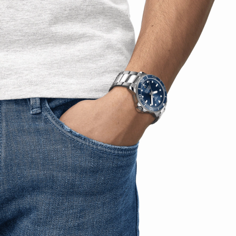 Tissot Seastar 43mm 1000 Powermatic 80 Steel/Blue Dial