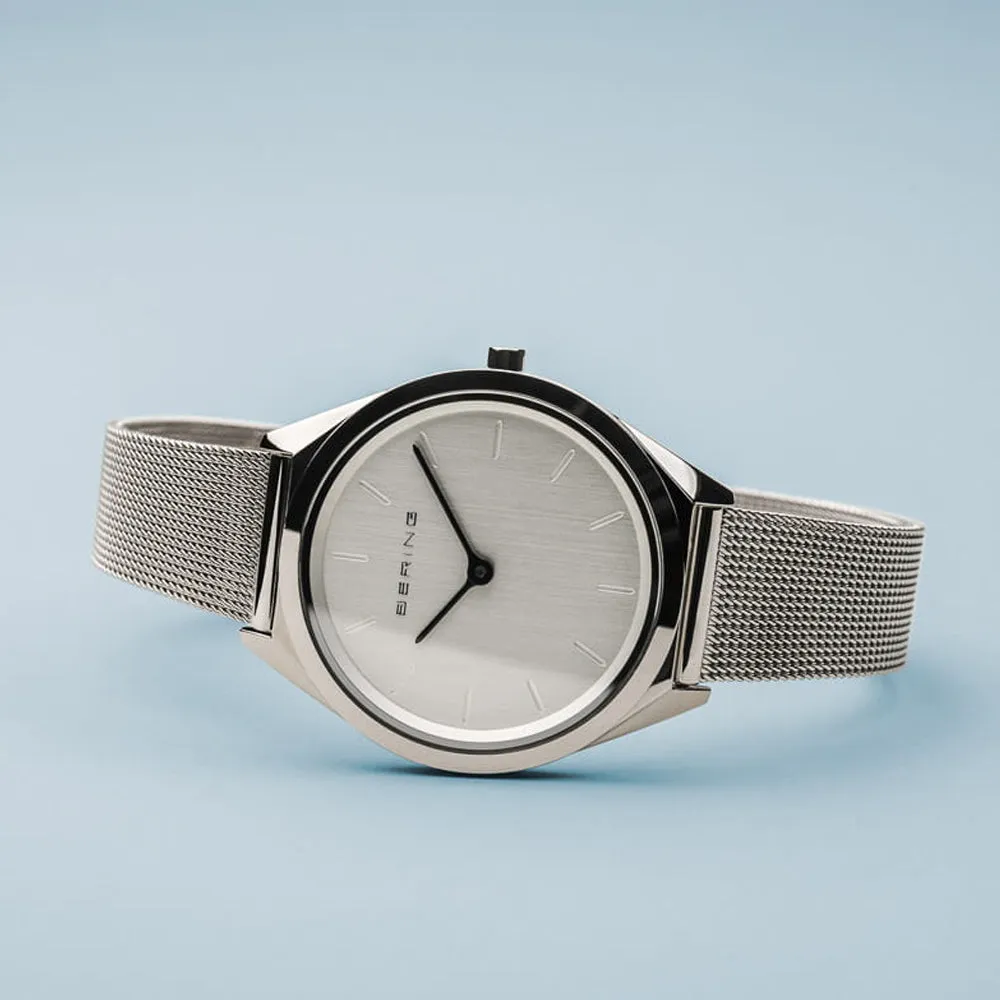 Unisex Bering Ultra Slim Polished Silver Milanese Steel Watch 17031-000