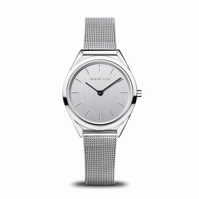 Unisex Bering Ultra Slim Polished Silver Milanese Steel Watch 17031-000