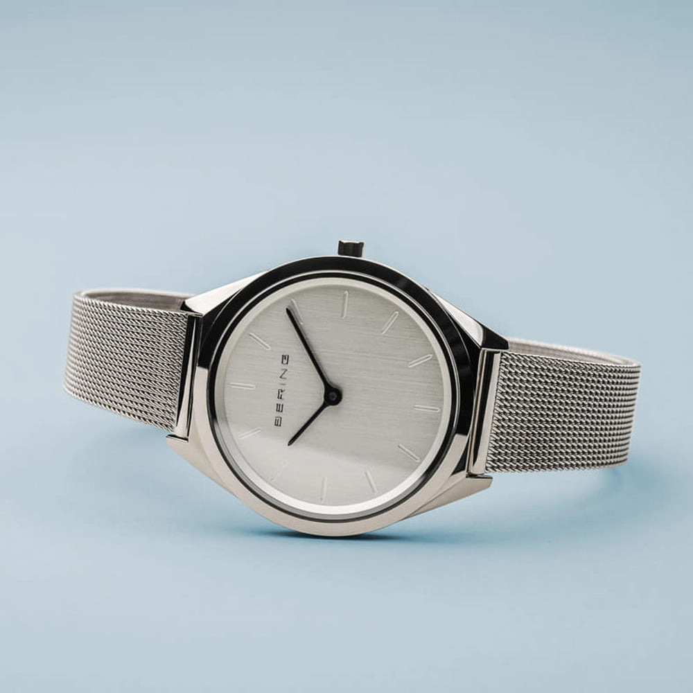 Unisex Bering Ultra Slim Polished Silver Milanese Steel Watch 17031-000