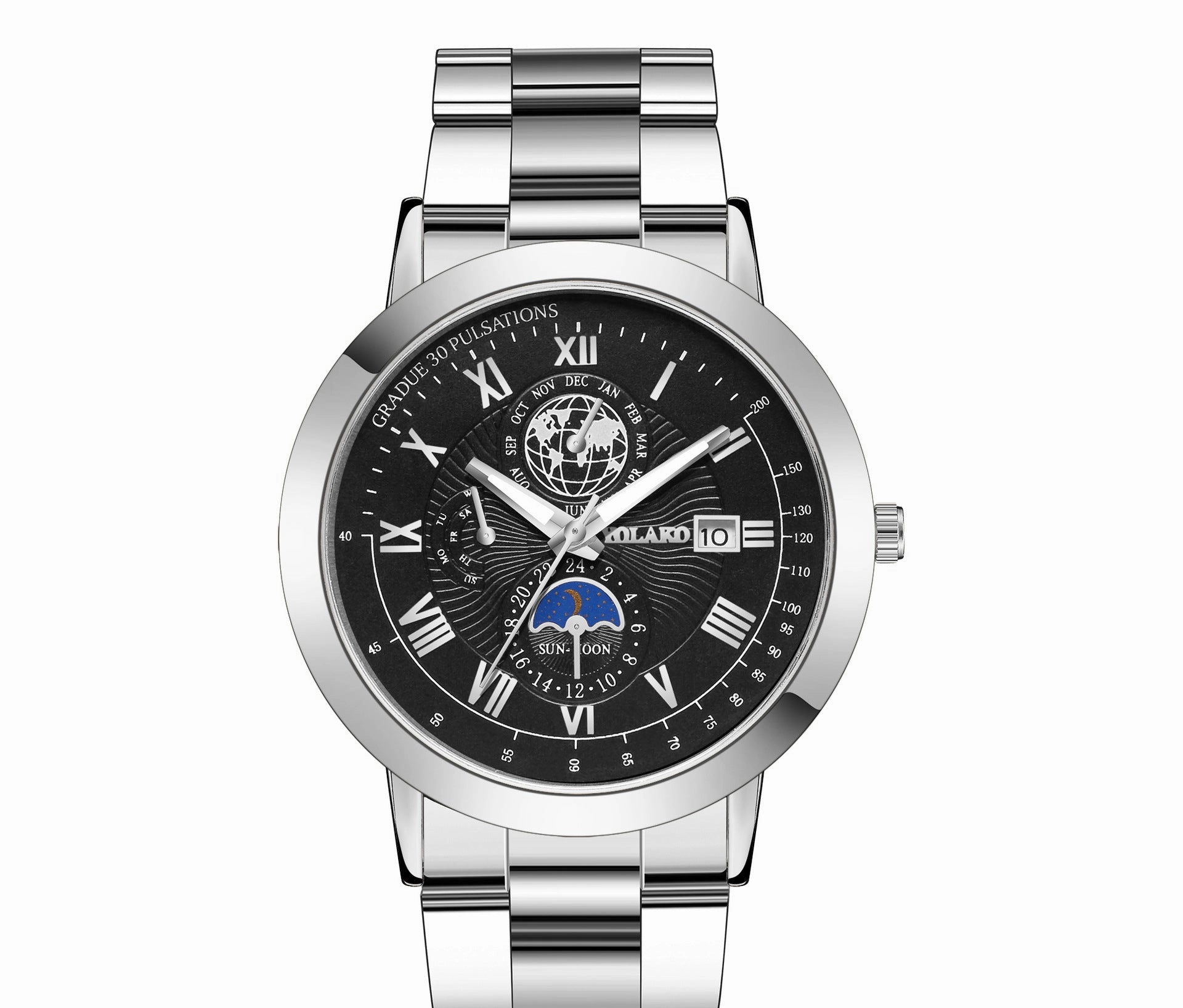 Unisex Steel Band Calendar Watch