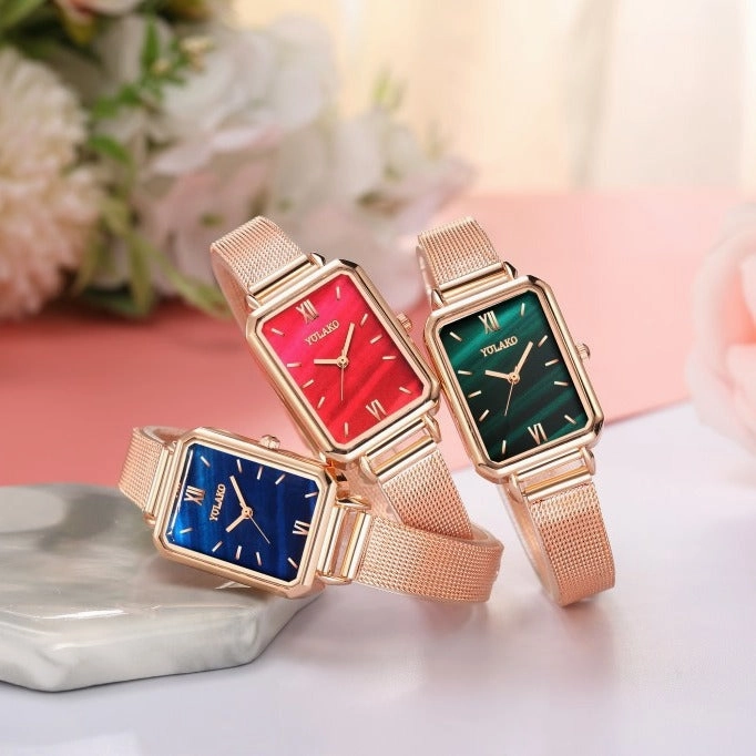 Vintage Small Square Womens Watch Mesh Strap Luxury