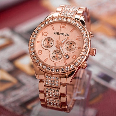 Wish Geneva Rhinestone Faux Three-Eye Men's Watch